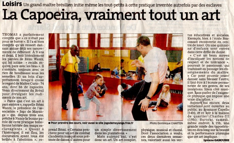 Capoeira à l'école Braconnot en 2011 avec Mestre Curio